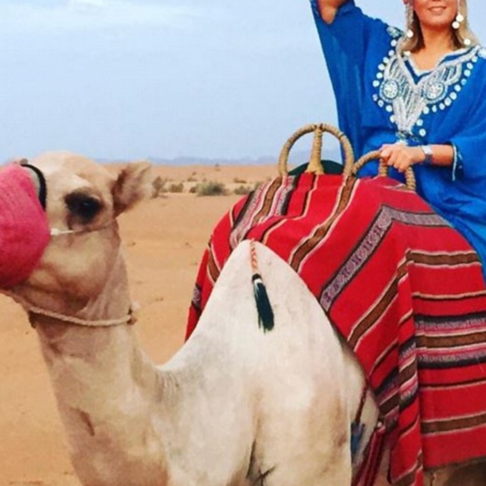 Royal blue Moroccan style dress. Gold rhinestone